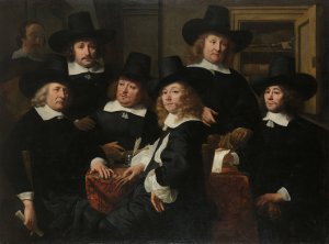 Six Regents and the Beadle of the Nieuw Zijds Institute for the Outdoor Relief of the Poor, Amsterdam, 1657 by Ferdinand Bol Oil Painting