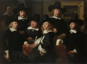 Six Regents and the Beadle of the Nieuw Zijds Institute for the Outdoor Relief of the Poor, Amsterdam, 1657 by Ferdinand Bol Oil Painting