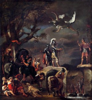 The Peace Negotiations between Claudius Civilis and Quintus Petillius Cerealis on the Demolished Bridge by Ferdinand Bol Oil Painting