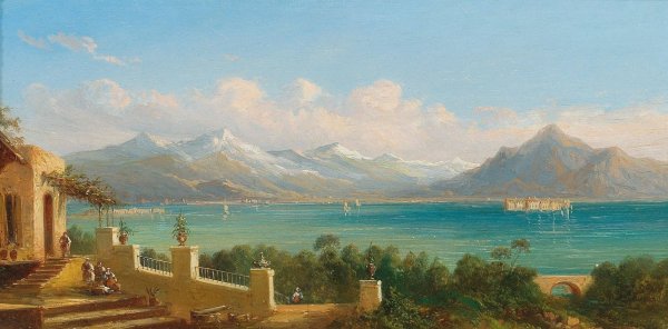 Motiv vom Lago Maggiore by Ferdinand Bonheur - Hand-Painted Oil Painting Reproduction