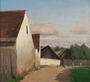 Alte Hauser in Gaudenzdorf by Ferdinand Brunner Oil Painting