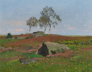 Silver Birches in a Landscape by Ferdinand Brunner Oil Painting