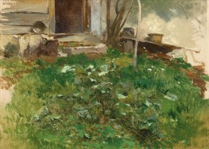 Study of a Meadow in Spital am Phyrn by Ferdinand Brunner Oil Painting