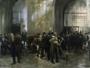 In the Stock Exchange by Ferdinand Brutt Oil Painting