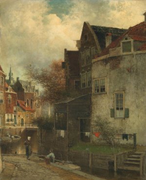 Stadsgezicht by Ferdinand Carl Sierich Oil Painting