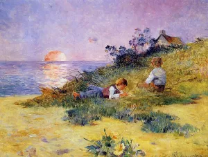 Children on a Dune by Ferdinand Du Puigaudeau Oil Painting