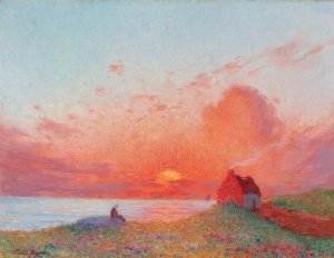 Coucher de soleil, pres du Croisic by Ferdinand Du Puigaudeau Oil Painting