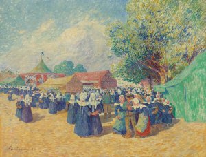 Fete Foraine En Bretagne by Ferdinand Du Puigaudeau Oil Painting