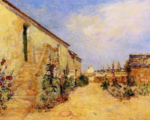 Kervaudu Garden, Climbing Roses by Ferdinand Du Puigaudeau Oil Painting