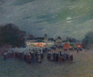 Manege Au Clair De Lune by Ferdinand Du Puigaudeau Oil Painting
