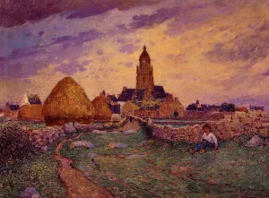 Path in Front of the Church of Croisic Oil painting by Ferdinand Du Puigaudeau