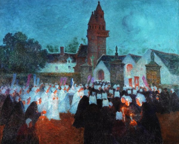 Procession at Nenvic by Ferdinand Du Puigaudeau - Hand-Painted Oil Painting Reproduction