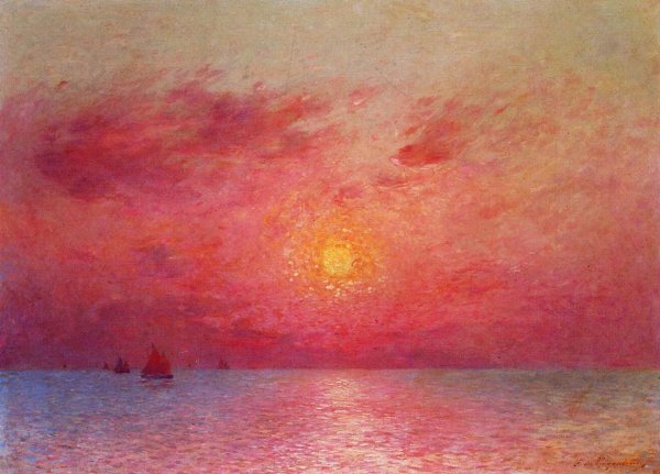 Main Product Photo of Sailboats at Sea, Evening Painting by Ferdinand Du Puigaudeau