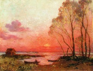 Sunset on the Briere by Ferdinand Du Puigaudeau Oil Painting