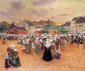The Fair at Pont-Aven Oil painting by Ferdinand Du Puigaudeau
