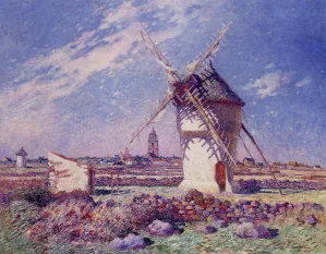Windmills near the Town of Batz by Ferdinand Du Puigaudeau Oil Painting