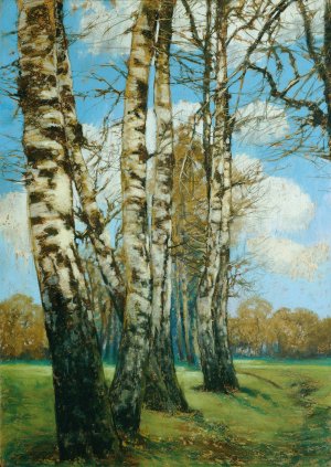 Birken by Ferdinand Engelmuller Oil Painting