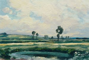 Elbeland by Ferdinand Engelmuller Oil Painting