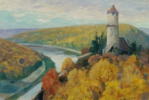Moldau by Ferdinand Engelmuller Oil Painting