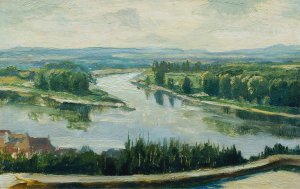 Zusammenfluss von Moldau und Elbe by Ferdinand Engelmuller Oil Painting