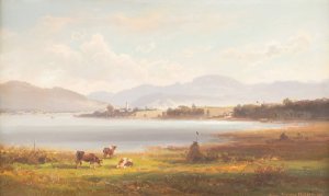 Alpine upland by Ferdinand Feldhutter Oil Painting