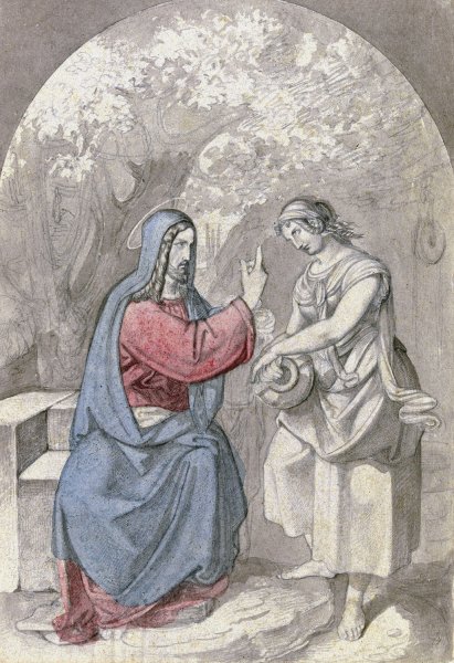 Christ and the Samaritan woman at the well by Ferdinand Fellner - Hand-Painted Oil Painting Reproduction