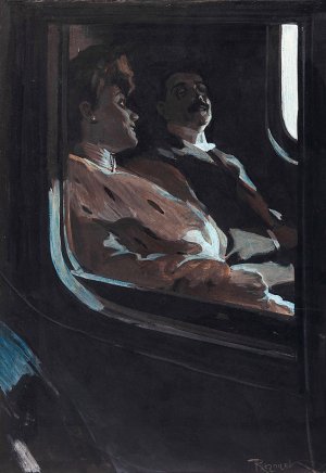 In der Kutsche by Ferdinand Freiherr Von Reznicek Oil Painting