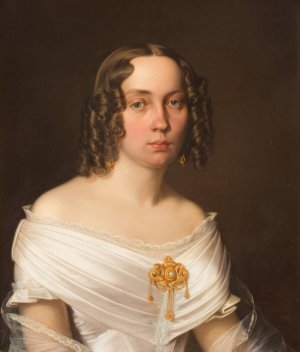 Portrait of an elegant lady by Ferdinand Friedrich Wilhelm Weiss Oil Painting