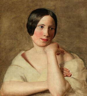 A Girl with Propped Up Arms by Ferdinand Georg Waldmuller Oil Painting