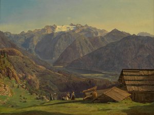 Ansicht des Dachsteins mit dem Hallstattersee von der Hutteneckalpe bei Ischl by Ferdinand Georg Waldmuller Oil Painting