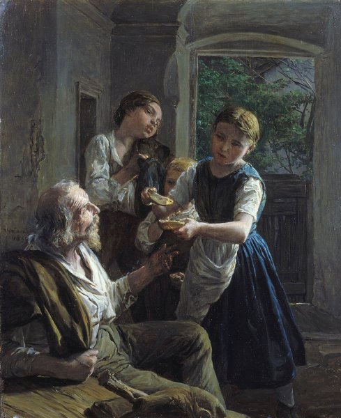 Beggar  by Ferdinand Georg Waldmuller - Hand-Painted Oil Painting Reproduction