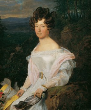 Dame in weisem Kleid vor einer Wienerwaldlandschaft by Ferdinand Georg Waldmuller Oil Painting