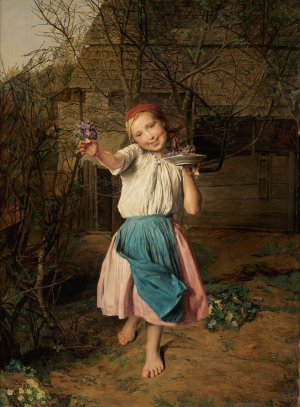 Das Veilchenmadchen by Ferdinand Georg Waldmuller Oil Painting