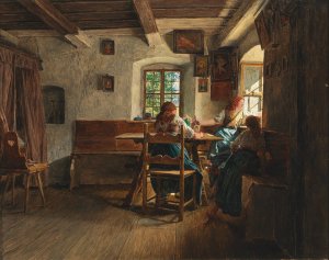 Der Abschied by Ferdinand Georg Waldmuller Oil Painting