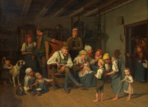 Die Gratulation zu Grosvaters Geburtstag by Ferdinand Georg Waldmuller Oil Painting