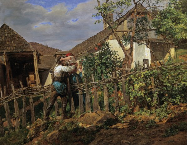 Main Product Photo of Die Nachbarn  Painting by Ferdinand Georg Waldmuller