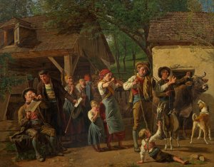 Die Pfandung by Ferdinand Georg Waldmuller Oil Painting