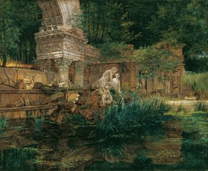 Die Romische Ruine in Schonbrunn by Ferdinand Georg Waldmuller Oil Painting