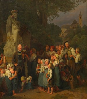 Die Verehrung des heiligen Johannes by Ferdinand Georg Waldmuller Oil Painting