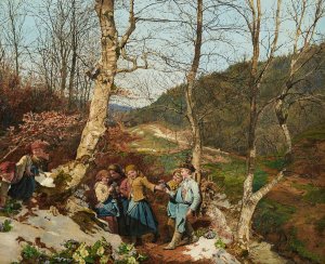 Early spring in the Vienna Woods by Ferdinand Georg Waldmuller Oil Painting