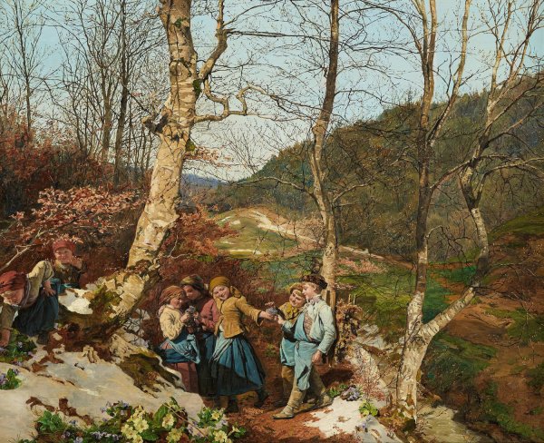 Main Product Photo of Early spring in the Vienna Woods  Painting by Ferdinand Georg Waldmuller