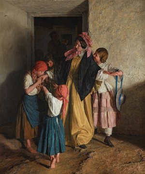 Godmother's Farewell by Ferdinand Georg Waldmuller Oil Painting