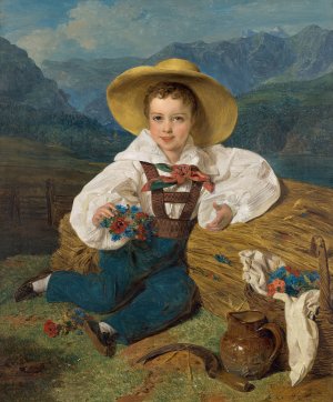 Graf Demetrius Apraxin als Kind vor einer Berglandschaft by Ferdinand Georg Waldmuller Oil Painting