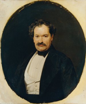 Herr in schwarzem Rock mit weiser Weste by Ferdinand Georg Waldmuller Oil Painting