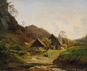Landschaft mit Hammerschmiede by Ferdinand Georg Waldmuller Oil Painting
