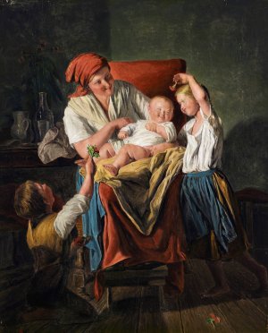 Mother luck by Ferdinand Georg Waldmuller Oil Painting