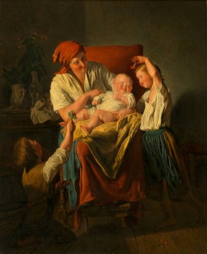 Muttergluck by Ferdinand Georg Waldmuller Oil Painting