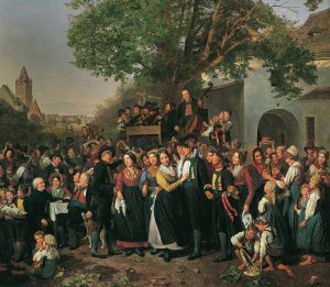 NiederOsterreichische Bauernhochzeit by Ferdinand Georg Waldmuller Oil Painting