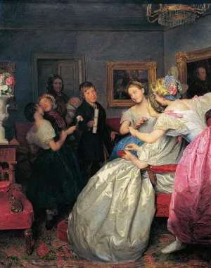 Poor congratulations by Ferdinand Georg Waldmuller Oil Painting