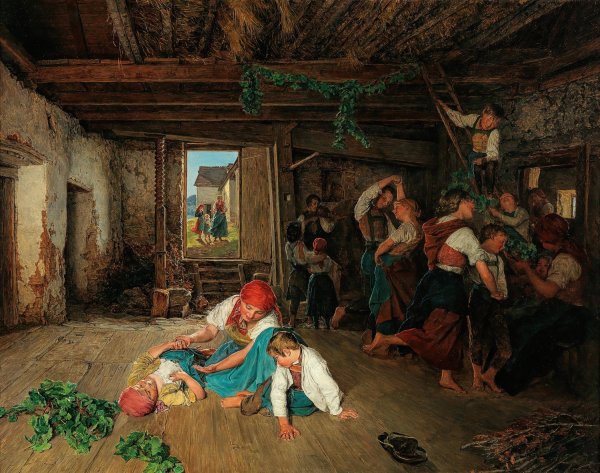 Preparing the Celebration of the Wine Harvest  by Ferdinand Georg Waldmuller - Hand-Painted Oil Painting Reproduction